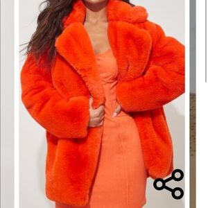 faux fur orange jacket